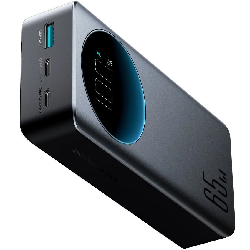 Zewnętrzna bateria Joyroom JR-PBF05, 30000mAh, 65W, QC + PD, 1 x USB-A - 2 x USB-C, Czarna