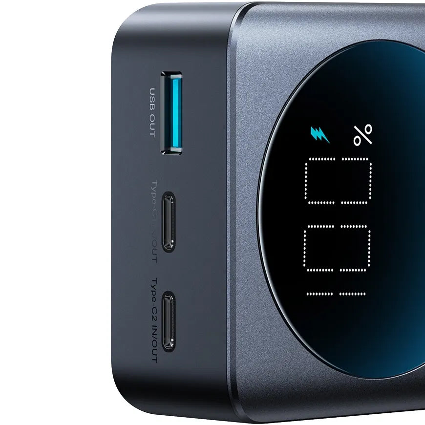 Zewnętrzna bateria Joyroom JR-PBF05, 30000mAh, 65W, QC + PD, 1 x USB-A - 2 x USB-C, Czarna