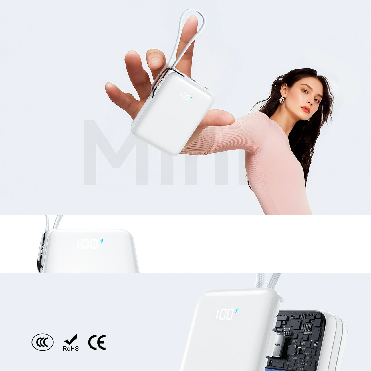 Zewnętrzna bateria Joyroom JR-PBF27 Pro, 10000mAh, 30W, QC + PD, 1 x Lightning - 2 x USB-C, Biała