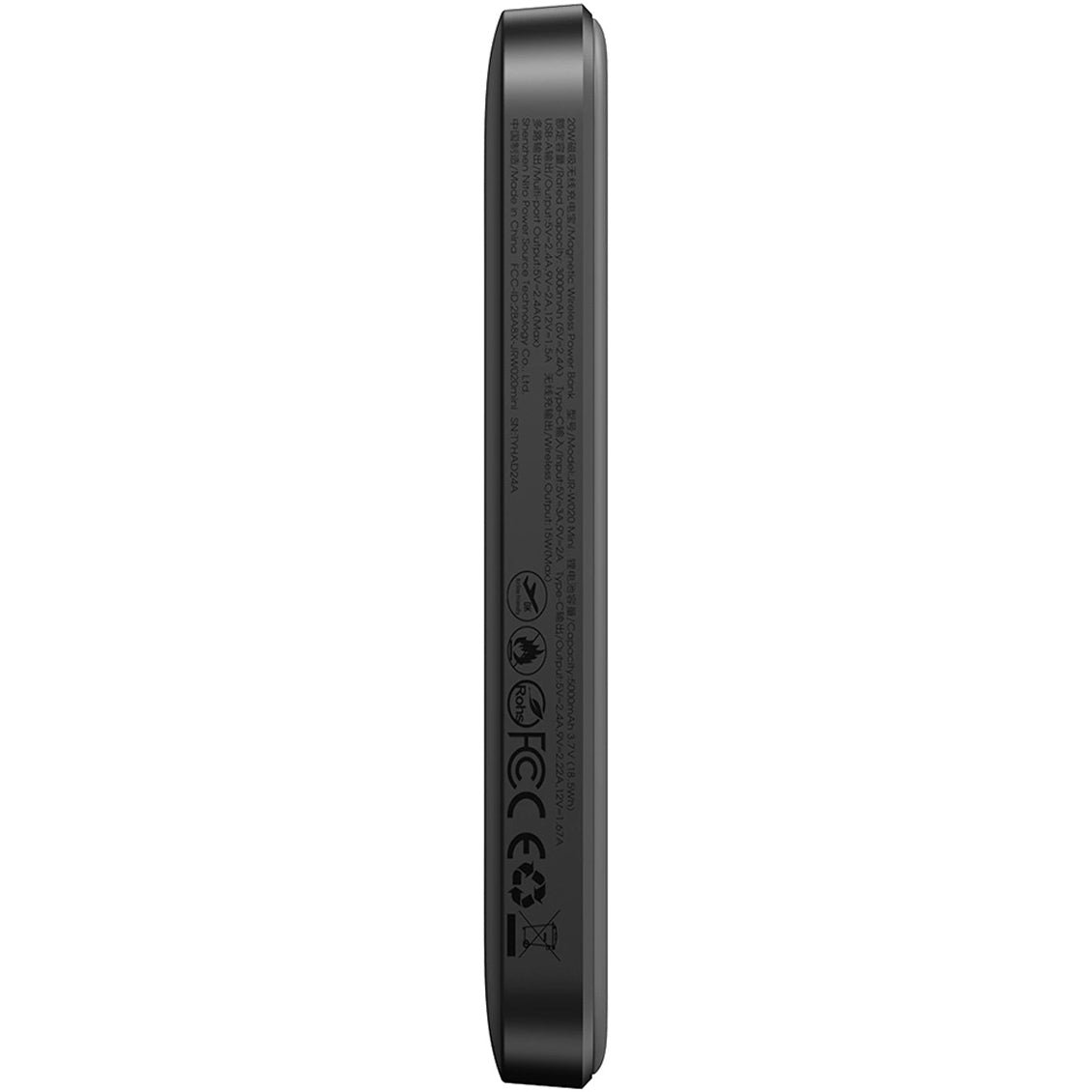 Zewnętrzna bateria bezprzewodowa Joyroom JR-W020 Mini, 5000mAh, 20W, QC + PD + FQI, 1 x QI - 1 x USB-A - 1 x USB-C, Czarna