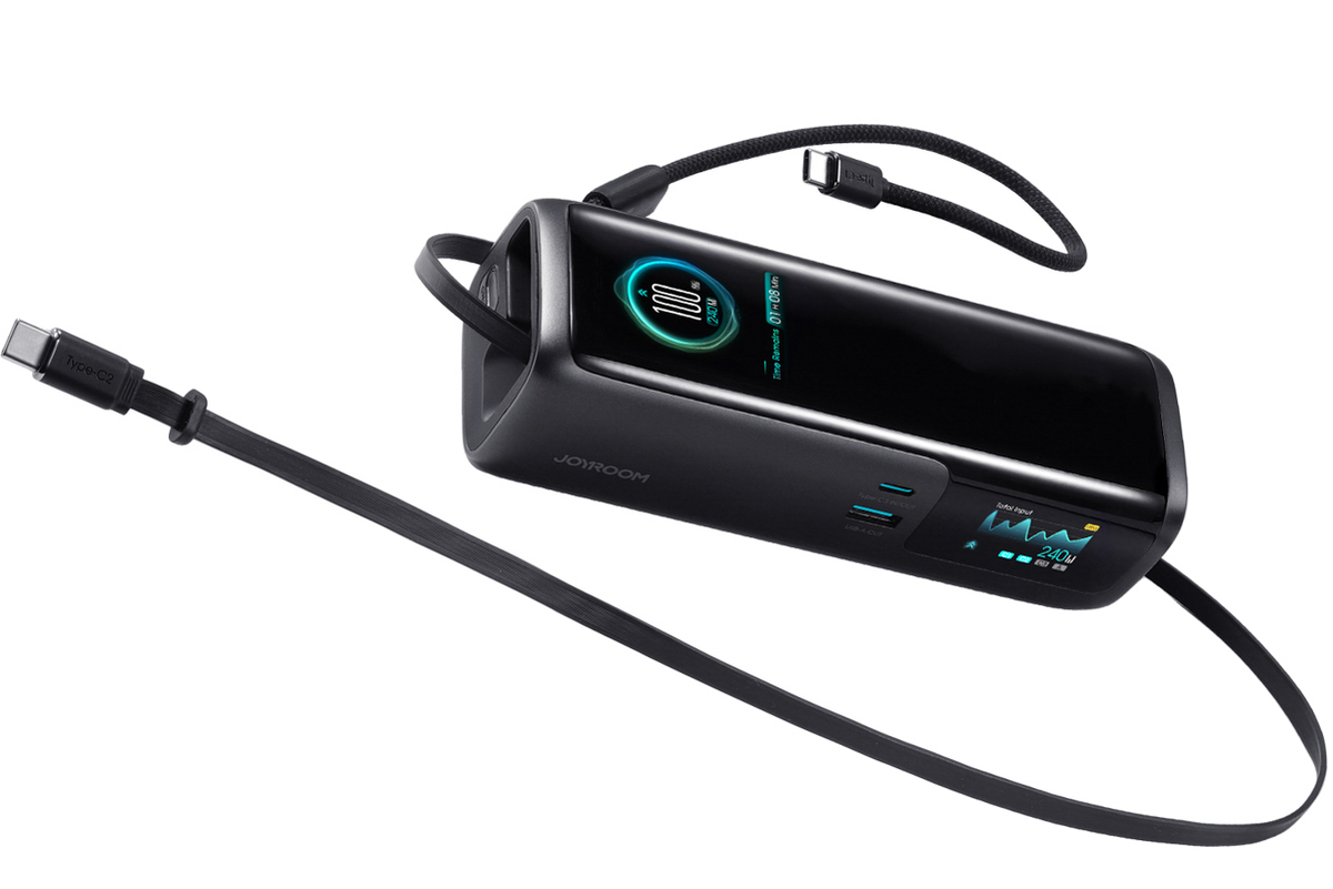 Powerbank Joyroom PODIX PR70, 25000 mAh, 240 W, QC + PD, 1 × USB-A – 3 × USB-C, czarny