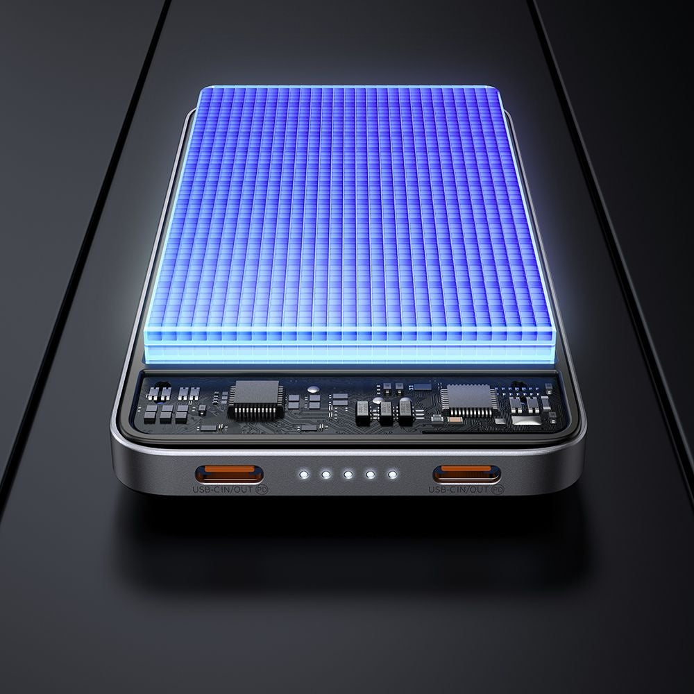 Zewnętrzna bateria bezprzewodowa McDodo MC-3781 Meta, 10000mAh, 20W, PD + FQI, 1 x QI - 2 x USB-C, Czarna