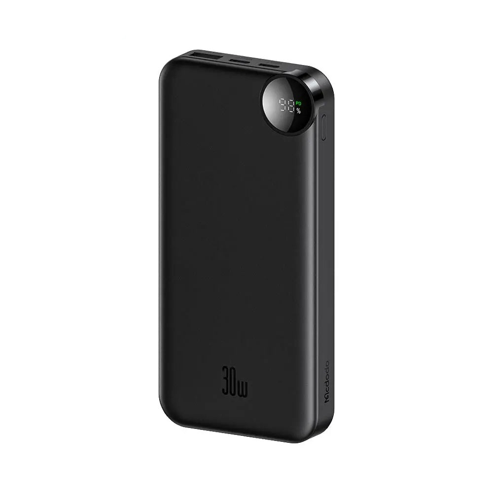 Zewnętrzna bateria McDodo MC-3850 Display, 10000mAh, 30W, QC + PD, 1 x USB-A - 2 x USB-C, Czarna