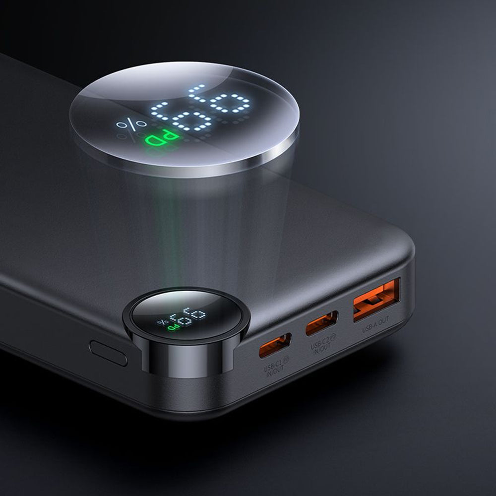 Zewnętrzna bateria McDodo MC-3850 Display, 10000mAh, 30W, QC + PD, 1 x USB-A - 2 x USB-C, Czarna
