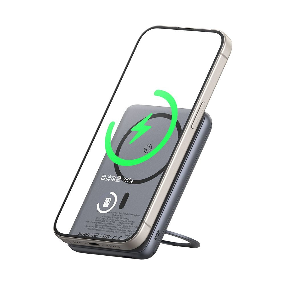 Zewnętrzna bateria bezprzewodowa McDodo MC-8361 Meta, 5000mAh, 20W, PD + FQI, 1 x QI - 1 x USB-C, Szara