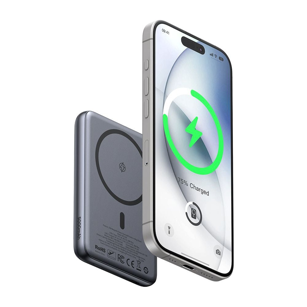 Zewnętrzna bateria bezprzewodowa McDodo MC-8361 Meta, 5000mAh, 20W, PD + FQI, 1 x QI - 1 x USB-C, Szara