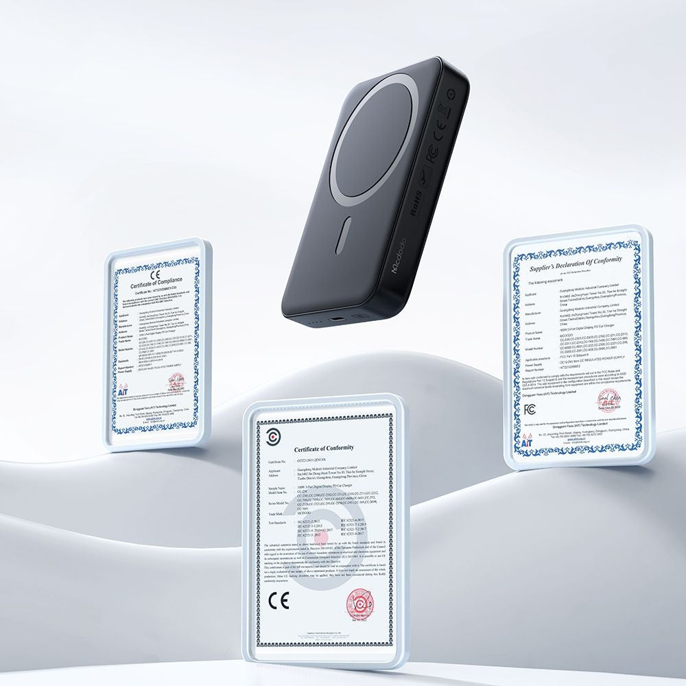 Zewnętrzna Bateria Bezprzewodowa McDodo MC-4261 Ambilight, 10000mAh, 20W, PD + FQI, 1 x QI - 1 x USB-C, Czarna