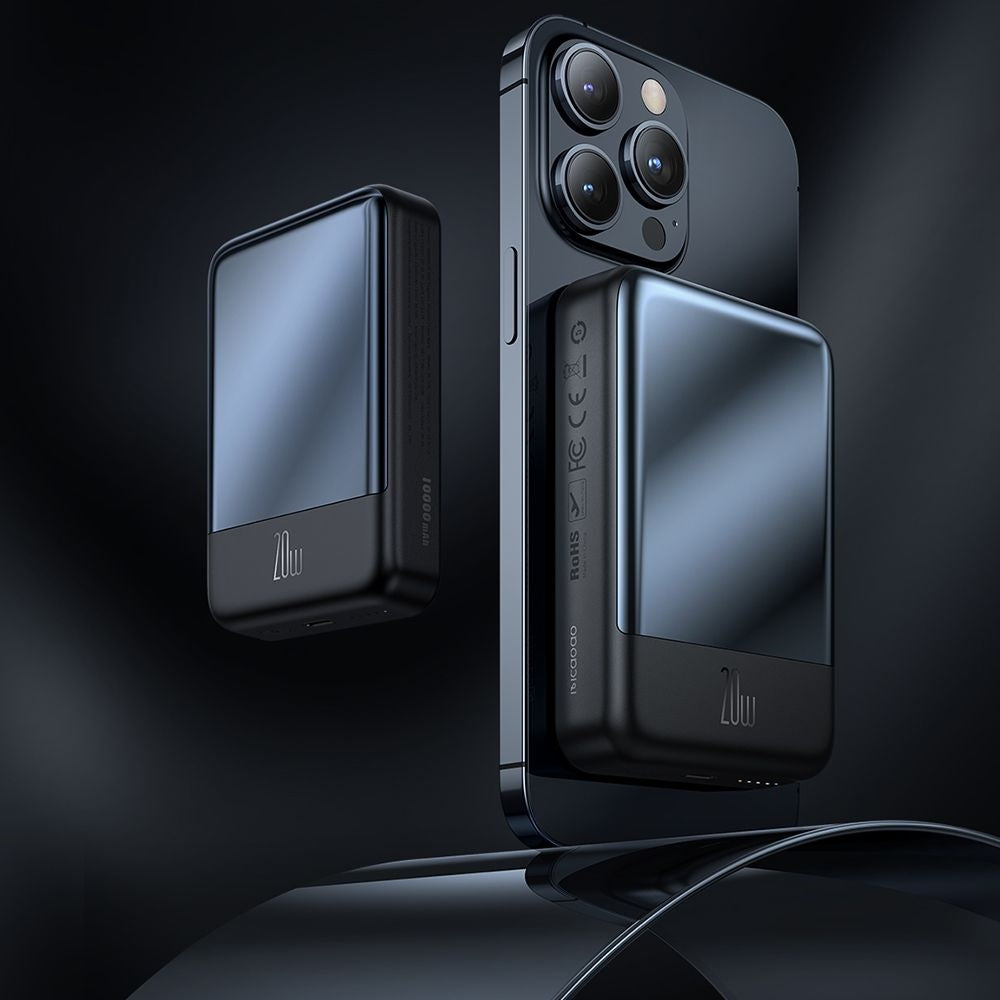 Zewnętrzna Bateria Bezprzewodowa McDodo MC-4261 Ambilight, 10000mAh, 20W, PD + FQI, 1 x QI - 1 x USB-C, Czarna