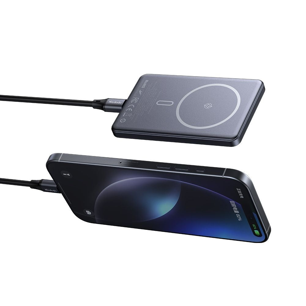 Zewnętrzna bateria bezprzewodowa McDodo MC-4641 Meta, 5000mAh, 20W, PD + FQI, 1 x QI - 1 x USB-C, Czarna