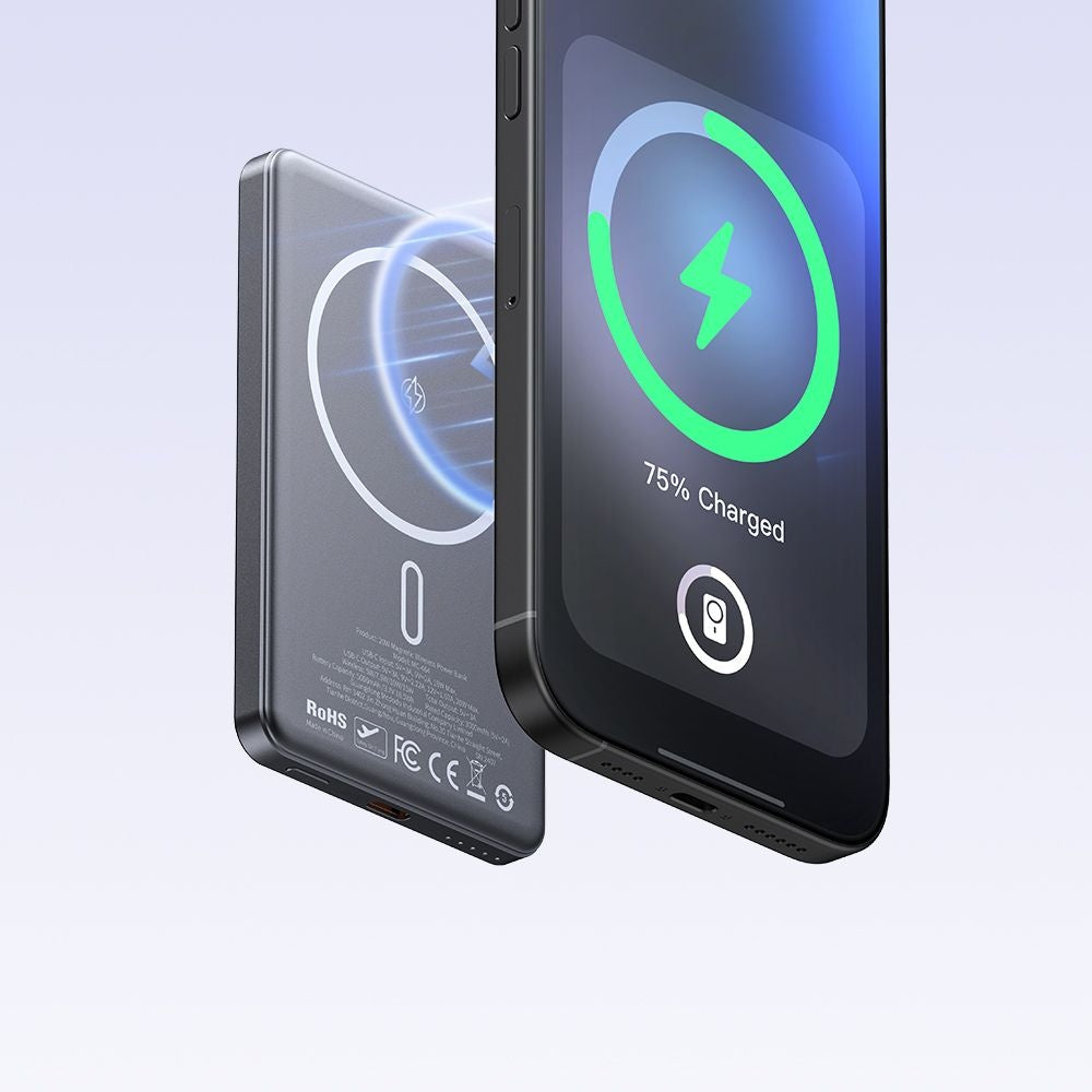 Zewnętrzna bateria bezprzewodowa McDodo MC-4641 Meta, 5000mAh, 20W, PD + FQI, 1 x QI - 1 x USB-C, Czarna