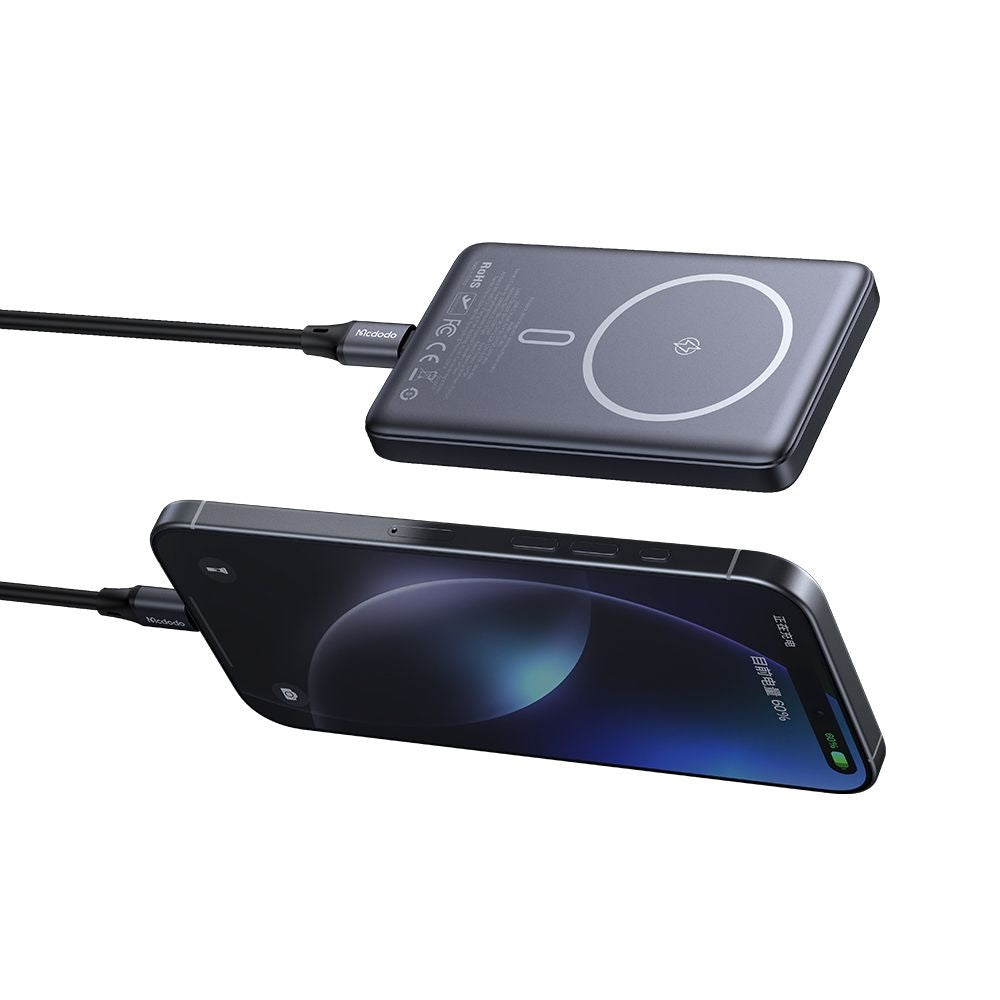 Zewnętrzna bateria bezprzewodowa McDodo MC-4651 Meta, 10000mAh, 20W, PD + FQI, 1 x QI - 1 x USB-C, Czarna