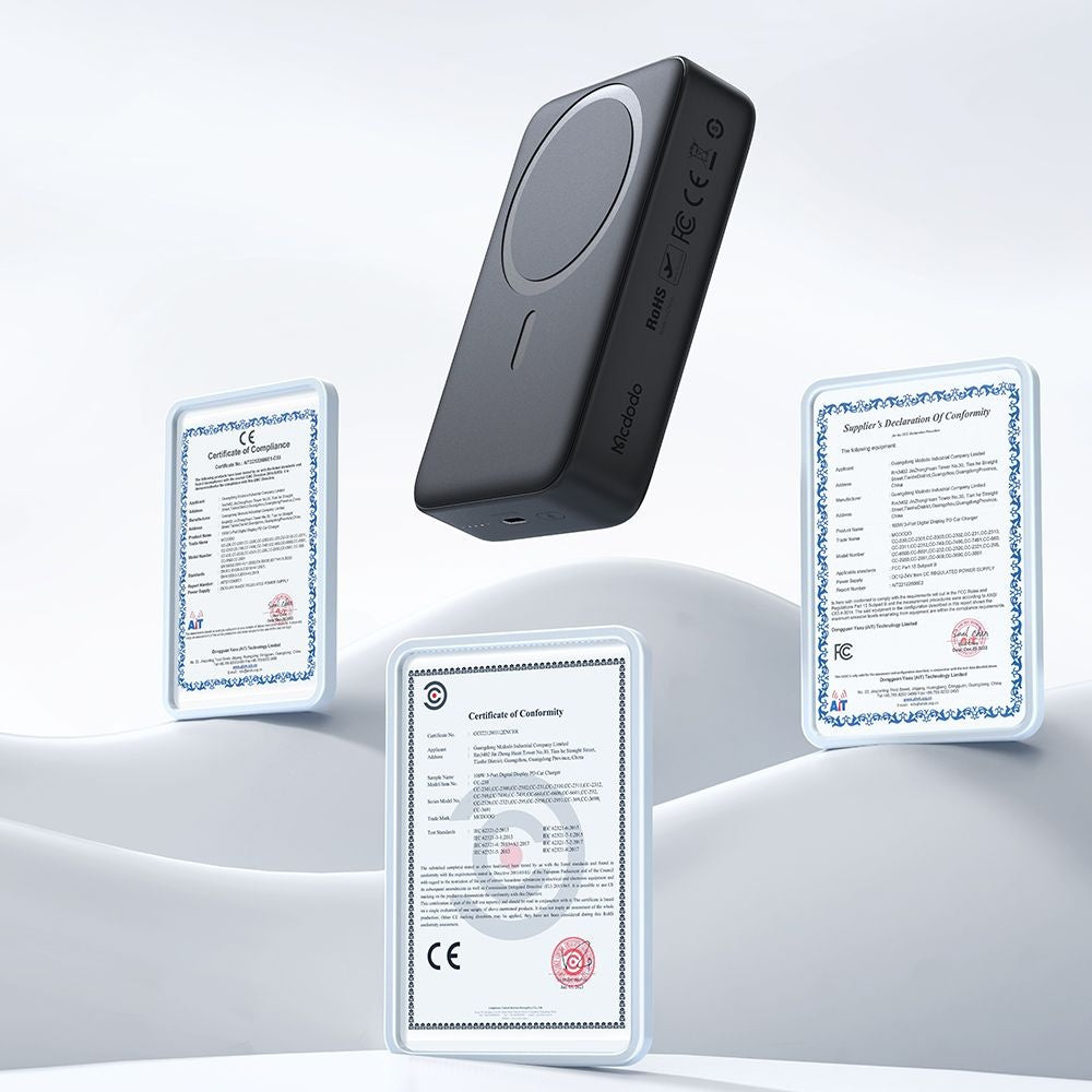 Zewnętrzna bateria bezprzewodowa McDodo MC-5021 Ambilight, 20000mAh, 20W, PD + FQI, 1 x QI - 1 x USB-C, Czarna