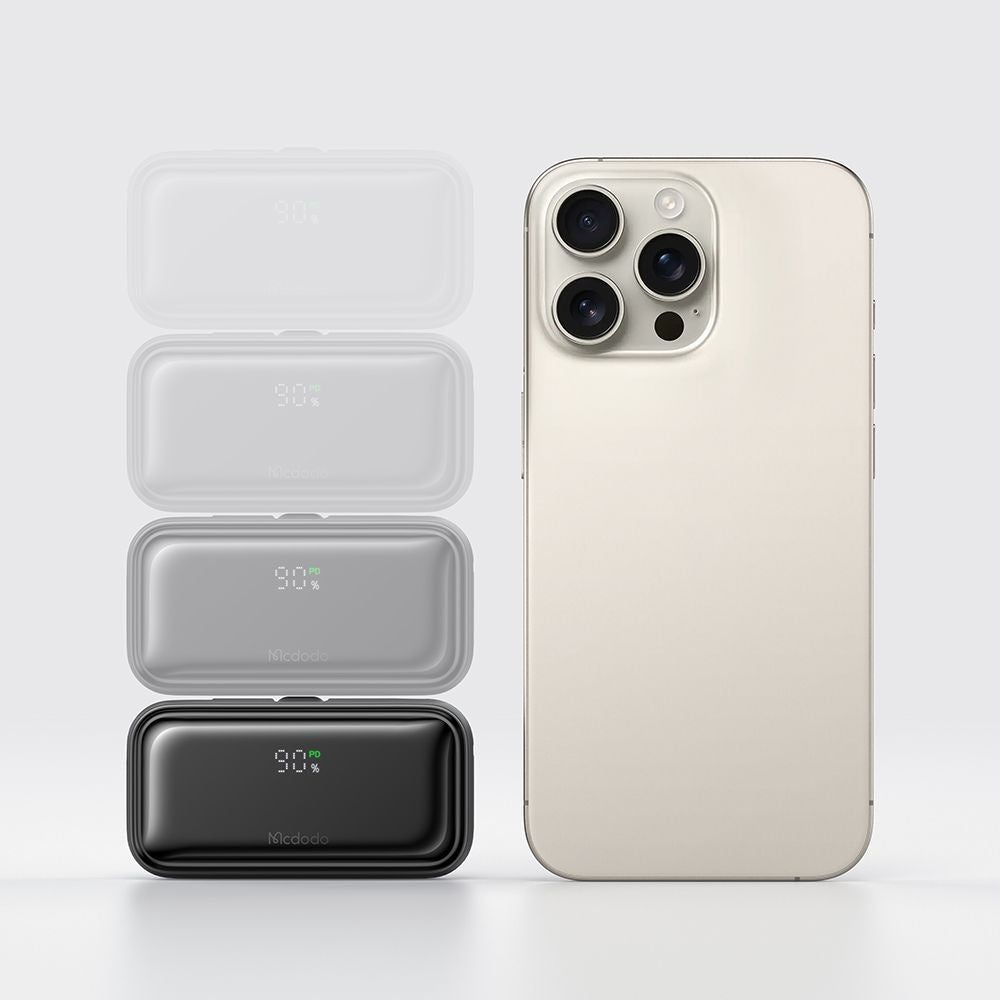 Zewnętrzna bateria McDodo MC-7800 Freekit, 5000mAh, 22.5W, PD, 1 x Lightning - 2 x USB-C, Czarna