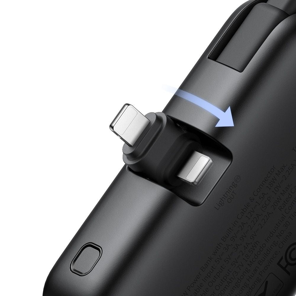 Zewnętrzna bateria McDodo MC-7800 Freekit, 5000mAh, 22.5W, PD, 1 x Lightning - 2 x USB-C, Czarna