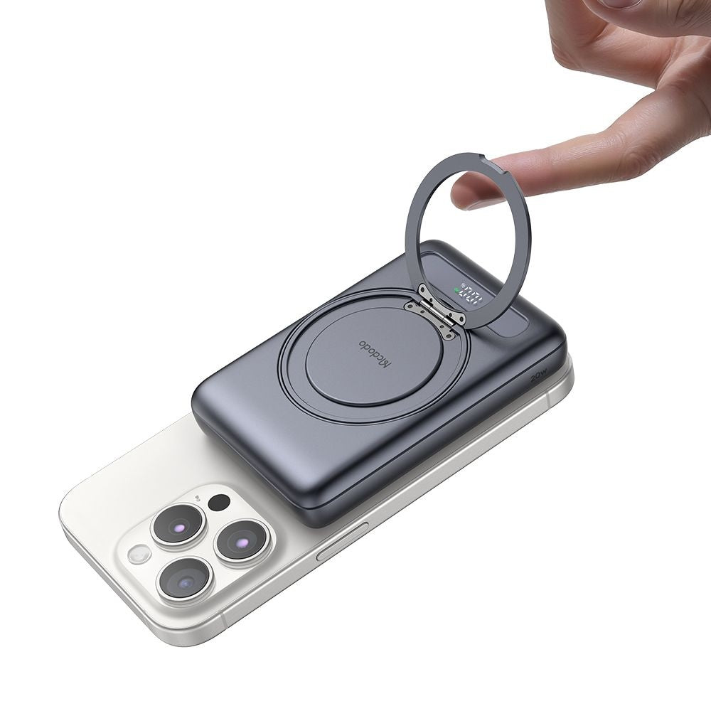 Zewnętrzna bateria bezprzewodowa McDodo MC-8371 Meta, 10000mAh, 20W, PD + FQI, 1 x QI - 1 x USB-C, Szara