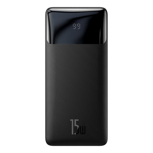 Bateria zewnętrzna Baseus Bipow, 10000 mAh, 15 W, 1 x USB-C - 2 x USB-A, czarna PPBD050001