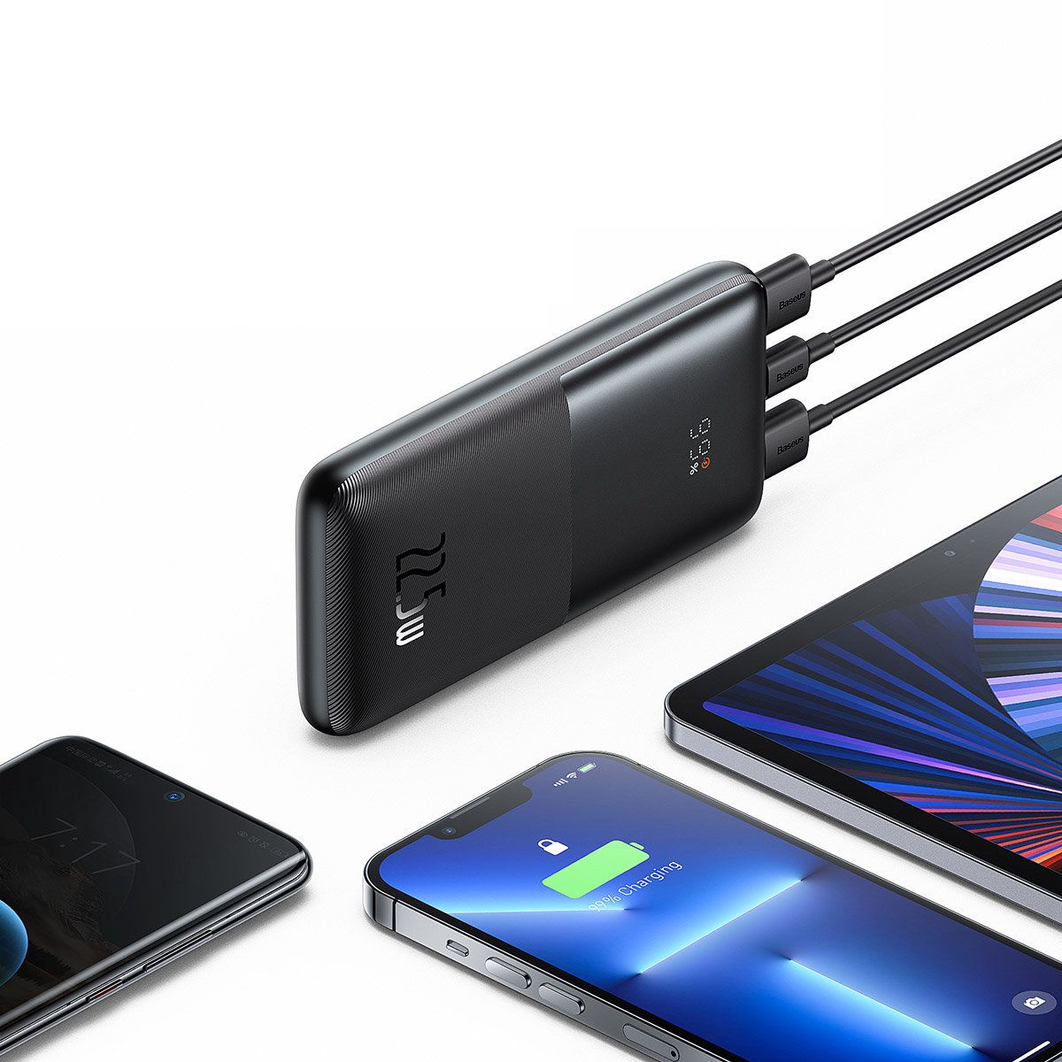 Zewnętrzna bateria Baseus Bipow Pro, 10000mAh, 22.5W, QC + PD, 1 x USB-C - 2 x USB-A, Czarna PPBD040001