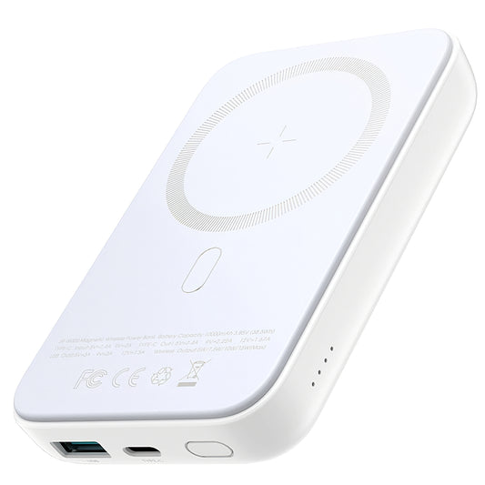 Zewnętrzna bateria bezprzewodowa Joyroom JR-W020, 10000mAh, 20W, QC + PD + FQI, 1 x QI - 1 x USB-A - 1 x USB-C, Biała
