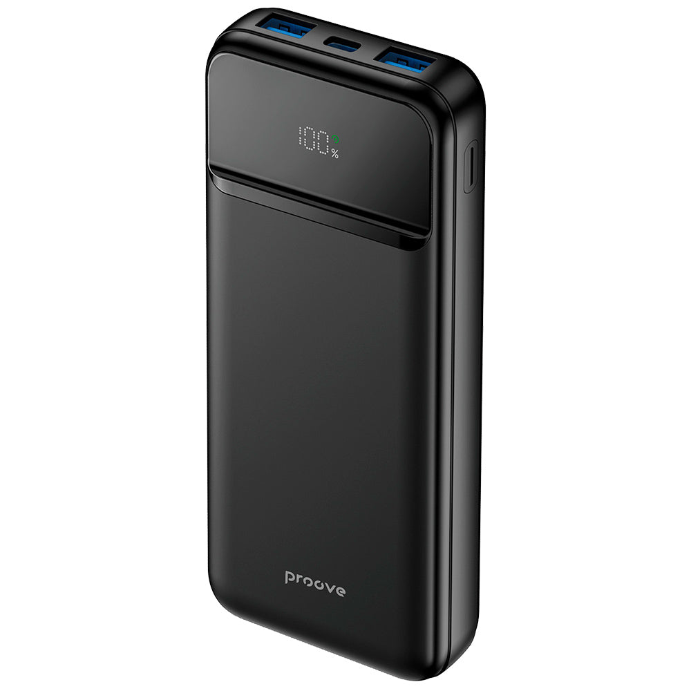 Zewnętrzna bateria Proove Illuminator 2, 10000mAh, 22.5W, QC + PD, 2 x USB-A - 1 x USB-C, Czarna PBIP10212201