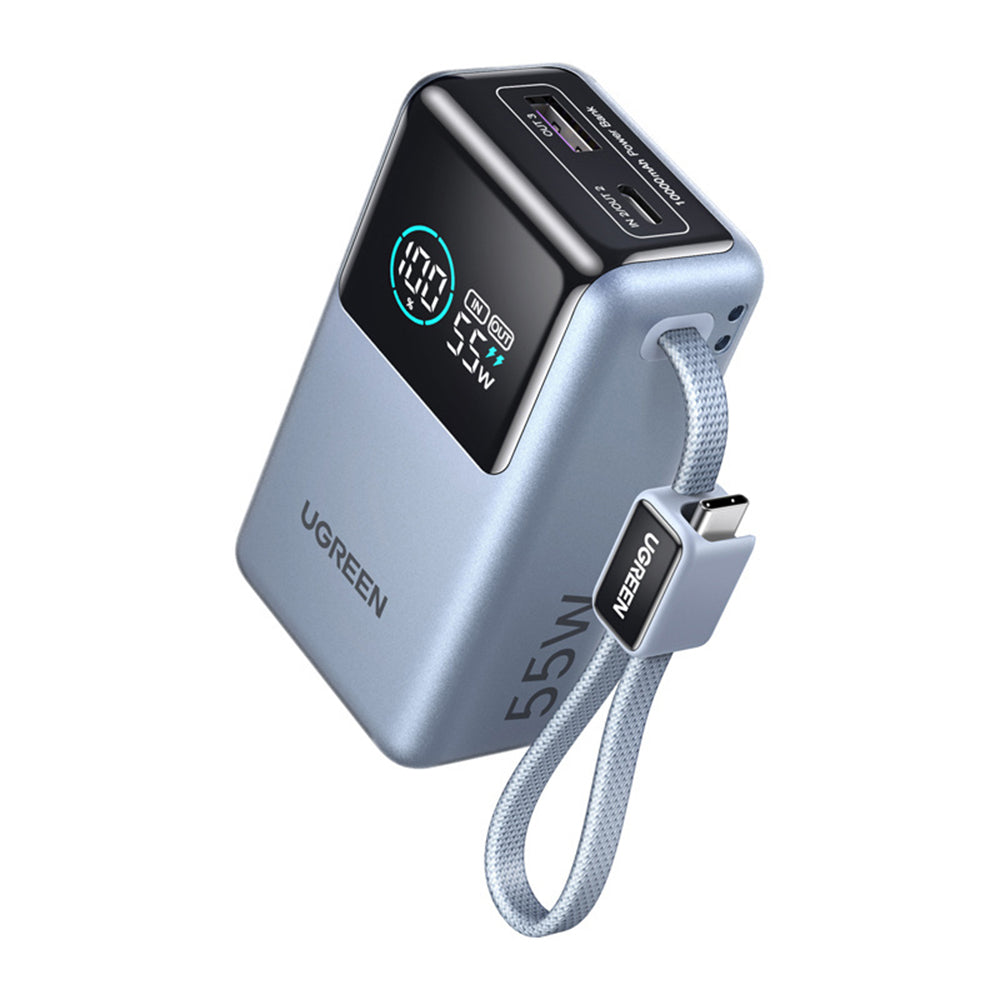 Powerbank UGREEN Nexode Pro PB727 (75701B), 10000mAh, 55W, QC + PD, 1 x USB-A - 2 x USB-C, Szary