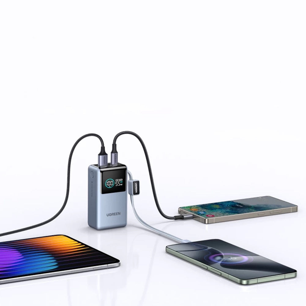 Powerbank UGREEN Nexode Pro PB727 (75701B), 10000mAh, 55W, QC + PD, 1 x USB-A - 2 x USB-C, Szary