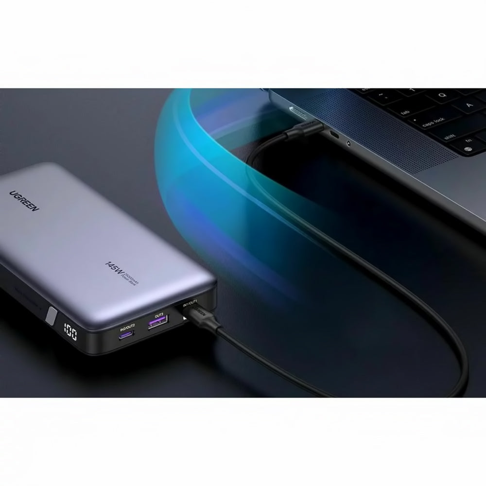 Zewnętrzna bateria UGREEN PB205, 25000mAh, 145W, QC + PD, 1 x USB-A - 2 x USB-C, Szara