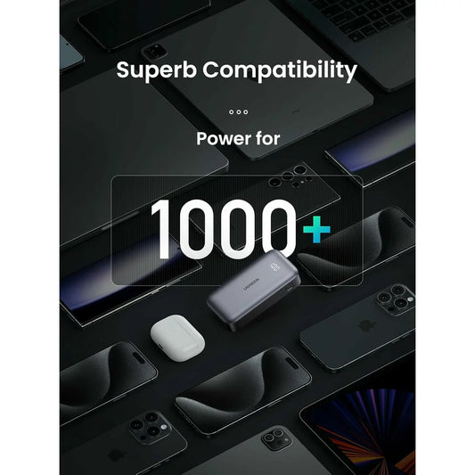 UGREEN PB502 Bateria zewnętrzna, 10000mAh, 30W, QC + PD, 1 x USB-A - 1 x USB-C, Szary