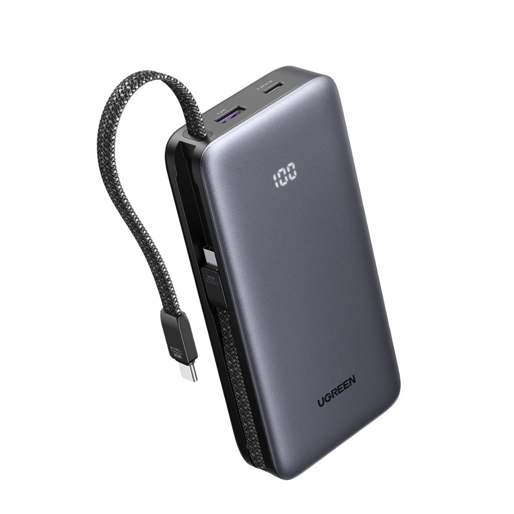 Zewnętrzna bateria UGREEN PB528 (55985B), 20000mAh, 30W, QC + PD, 1 x USB-A - 3 x USB-C, Szara