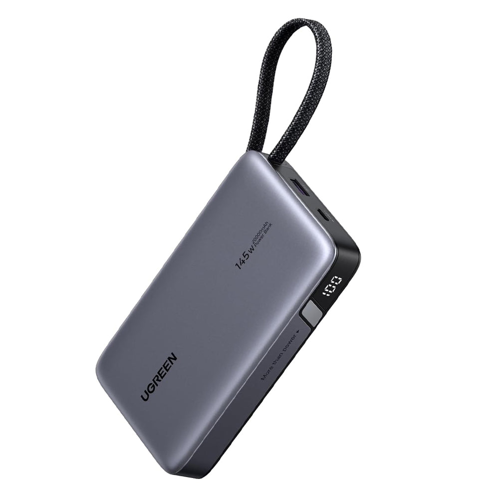 Zewnętrzna bateria UGREEN PB551 (55992B), 20000mAh, 145W, QC + PD, 1 x USB-A - 2 x USB-C, Szara