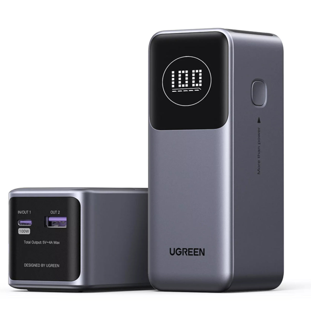 Zewnętrzna bateria UGREEN PB724, 12000mAh, 100W, QC + PD, 1 x USB-A - 1 x USB-C, Szara