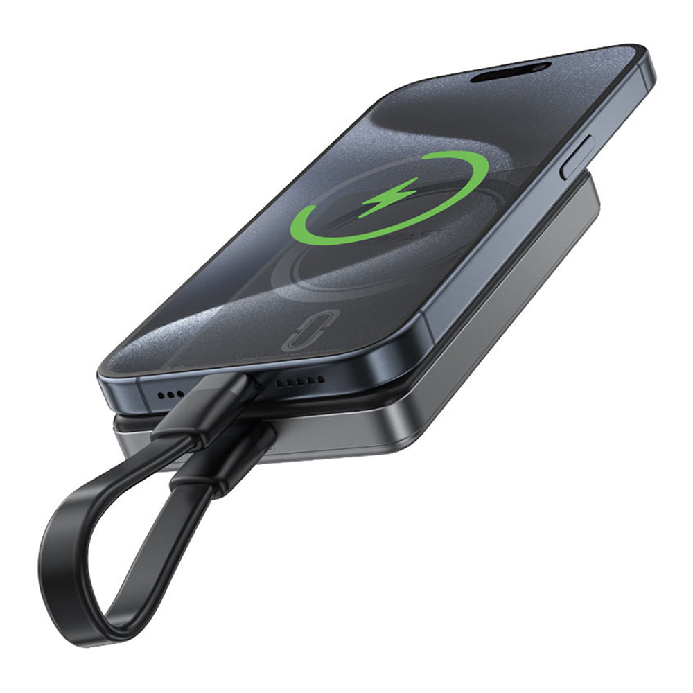 Zewnętrzna bateria bezprzewodowa Acefast M12, 10000mAh, 20W, PD + FQI, 1 x QI - 1 x USB-C, Czarna