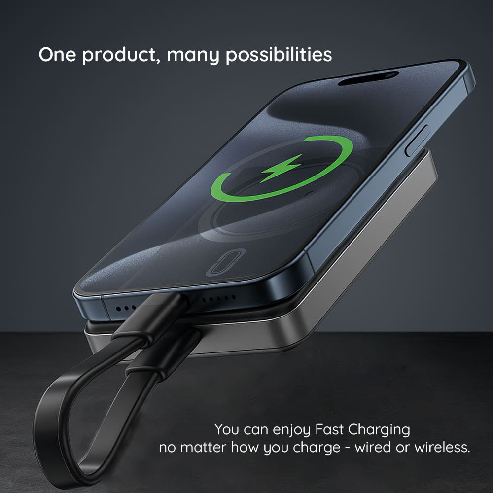 Zewnętrzna bateria bezprzewodowa Acefast M12, 10000mAh, 20W, PD + FQI, 1 x QI - 1 x USB-C, Czarna