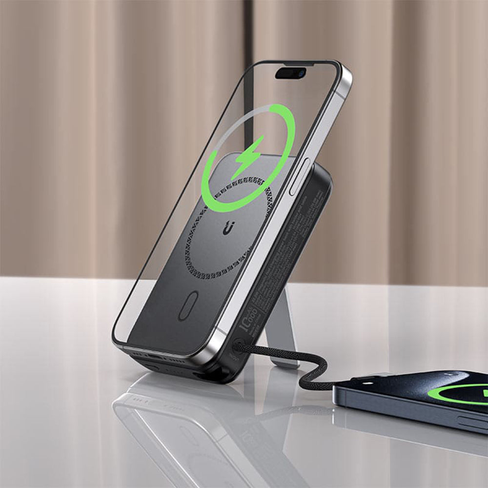 Zewnętrzna bateria bezprzewodowa Acefast M24, 10000mAh, 22.5W, PD + FQI, 1 x QI - 2 x USB-C, Szara