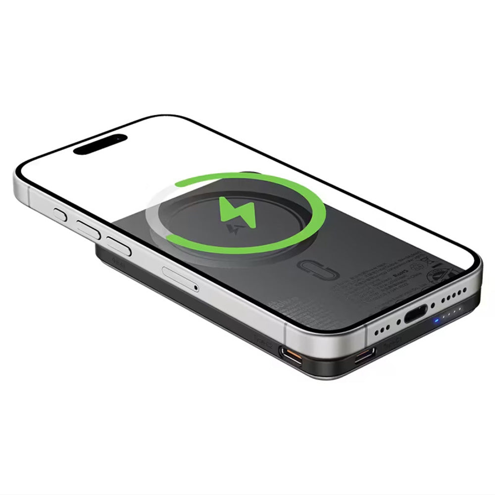 Zewnętrzna bateria bezprzewodowa Acefast M30, 5000mAh, 20W, PD + FQI, 1 x QI - 2 x USB-C, Czarna