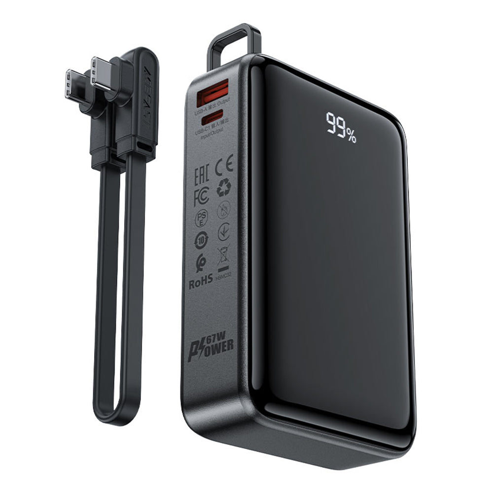 Zewnętrzna bateria Acefast M4, 20000mAh, 67W, PD, 1 x USB-A - 2 x USB-C, Czarna