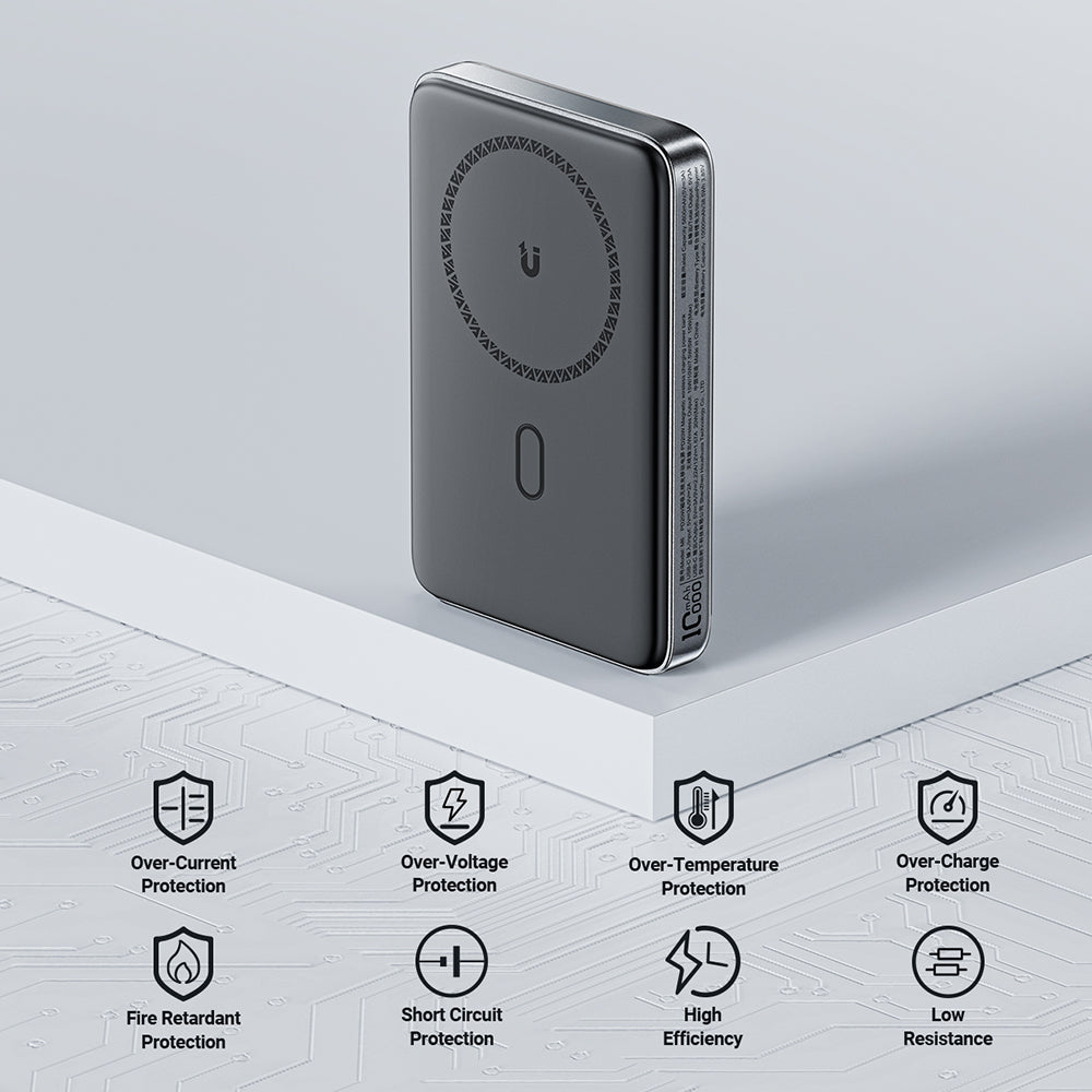 Zewnętrzna bateria bezprzewodowa Acefast M6, 10000mAh, 20W, PD + FQI, 1 x QI - 1 x USB-C, Czarna