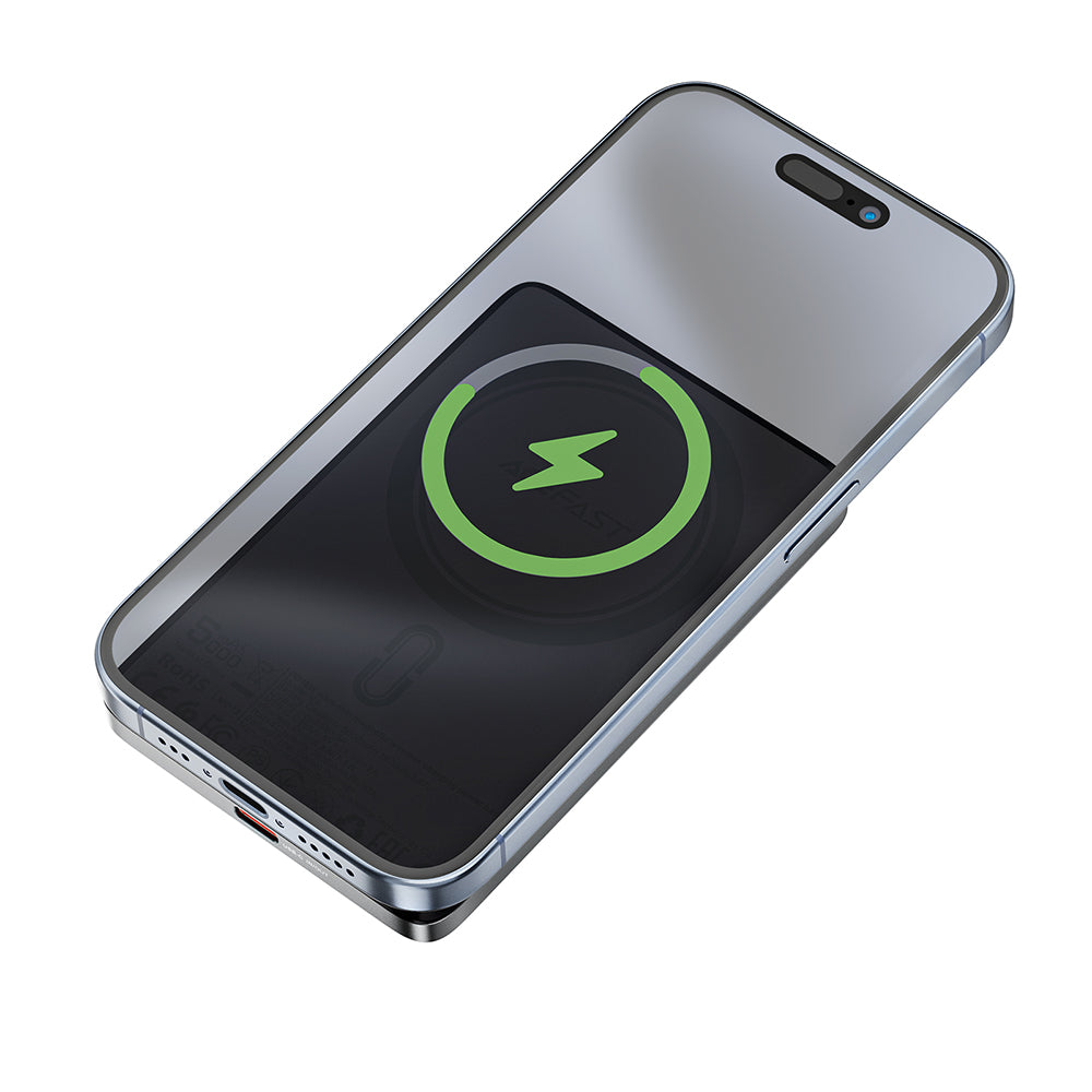 Zewnętrzna bateria bezprzewodowa Acefast M8, 5000mAh, 18W, PD + FQI, 1 x QI - 1 x USB-C, Czarna