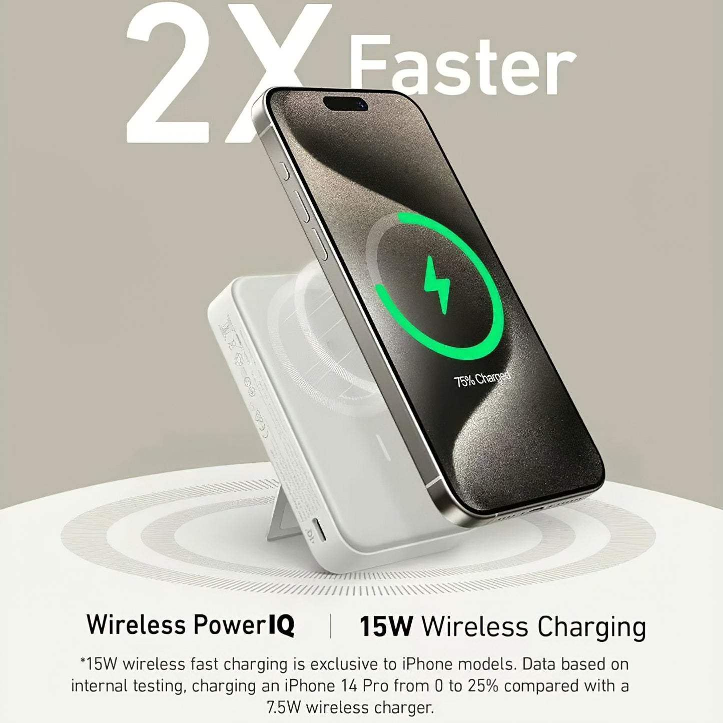 Bezprzewodowa bateria zewnętrzna Anker MagGo, 10000 mAh, 27 W, PD + FQI, 1 x QI - 1 x USB-C, biały A1654G21