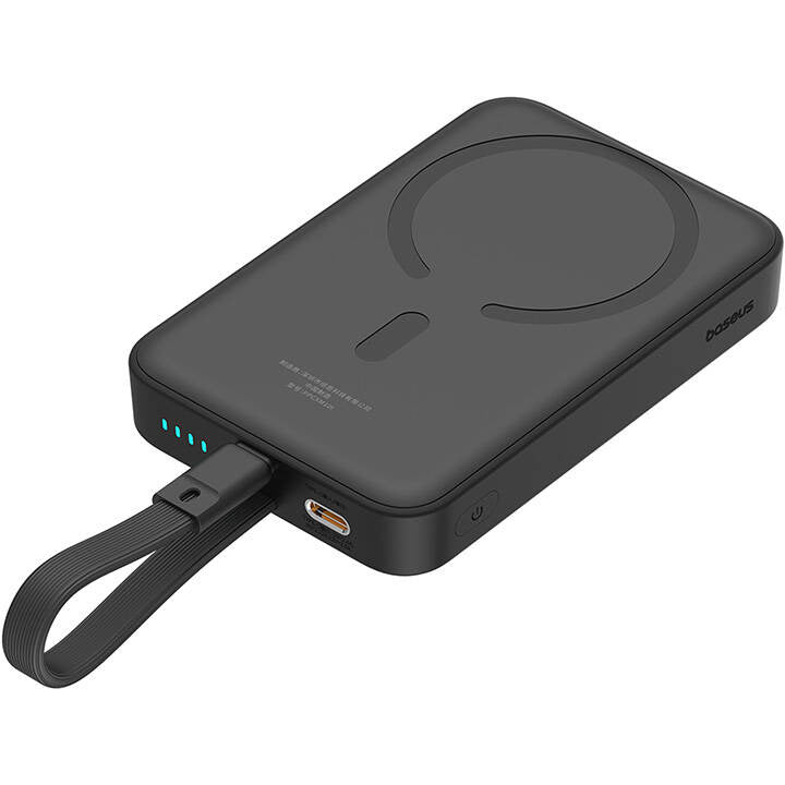 Zewnętrzna bateria bezprzewodowa Baseus Magnetic Mini, 10000mAh, 20W, PD + FQI, 1 x Lightning - 1 x QI - 1 x USB-C, Czarna P10022109113-00