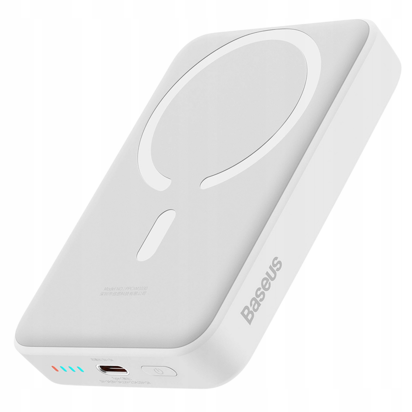 Zewnętrzna bateria bezprzewodowa Baseus Magnetic Mini, 10000mAh, 30W, PD + FQI, 1 x QI - 1 x USB-C, Biała PPCX110202