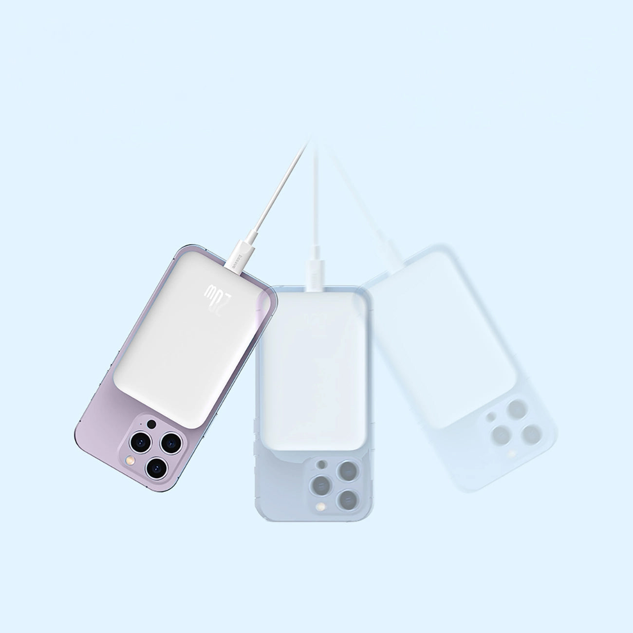 Zewnętrzna bateria bezprzewodowa Baseus Magnetic Mini, 6000mAh, 20W, PD + FQI, 1 x QI - 1 x USB-C, Biała P10059002223-00