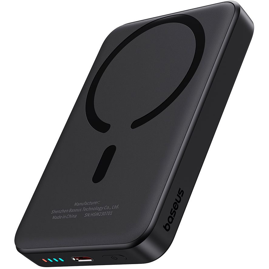 Zewnętrzna bateria bezprzewodowa Baseus Magnetic Mini, 10000mAh, 20W, PD + FQI, 1 x QI - 1 x USB-C, Czarna P10059001113-00