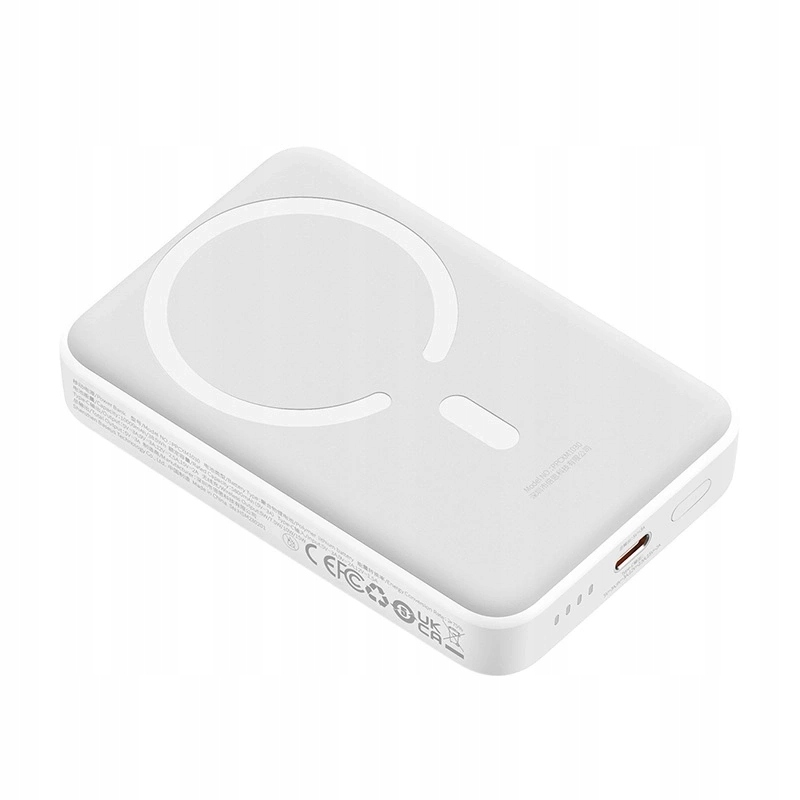 Zewnętrzna bateria bezprzewodowa Baseus Magnetic Mini, 10000mAh, 30W, PD + FQI, 1 x QI - 1 x USB-C, Biała PPCX110202