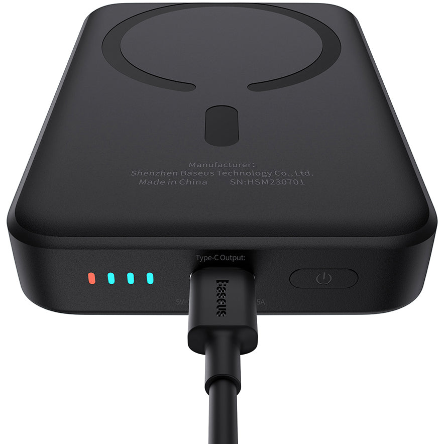 Zewnętrzna bateria bezprzewodowa Baseus Magnetic Mini, 10000mAh, 20W, PD + FQI, 1 x QI - 1 x USB-C, Czarna P10059001113-00