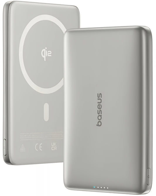 Zewnętrzna bateria bezprzewodowa Baseus PicoGo AM41, 10000mAh, 27W, PD + FQI, 1 x QI - 1 x USB-C, Beżowy E0027203