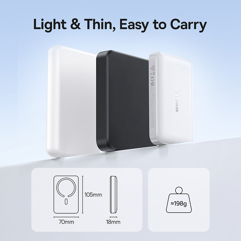 Bezprzewodowy powerbank Baseus EnerFill FM11, 10000mAh, 30W, PD + FQI, 1 x QI - 1 x USB-C, biały