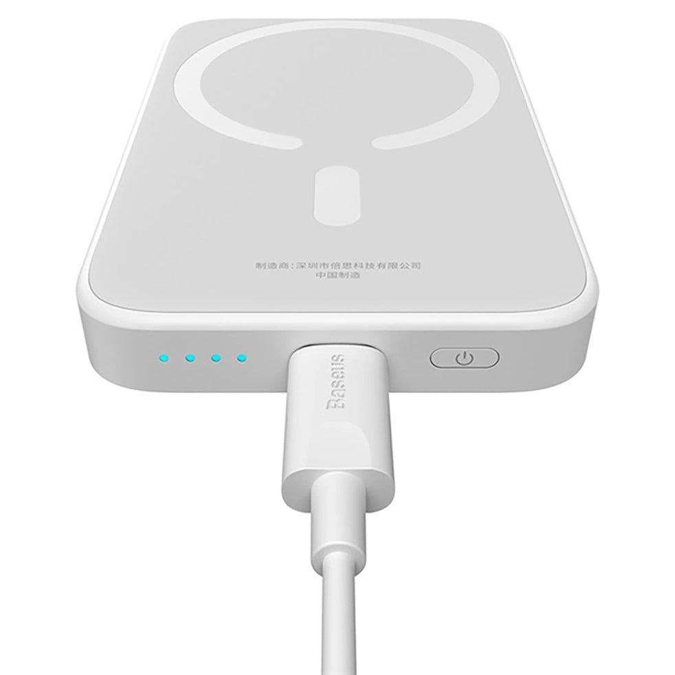 Zewnętrzna bateria bezprzewodowa Baseus Magnetic Mini, 6000mAh, 20W, PD + FQI, 1 x QI - 1 x USB-C, Biała P10059002223-00