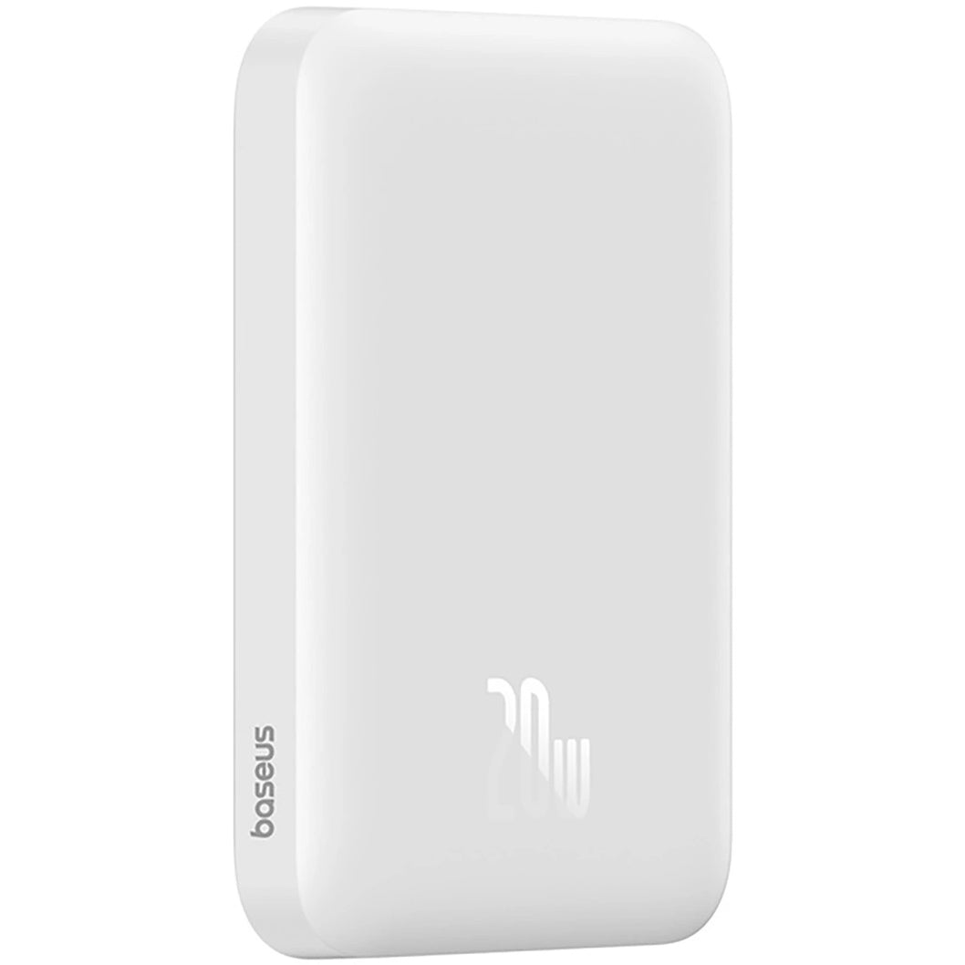 Zewnętrzna bateria bezprzewodowa Baseus Magnetic Mini, 6000mAh, 20W, PD + FQI, 1 x QI - 1 x USB-C, Biała P10059002223-00