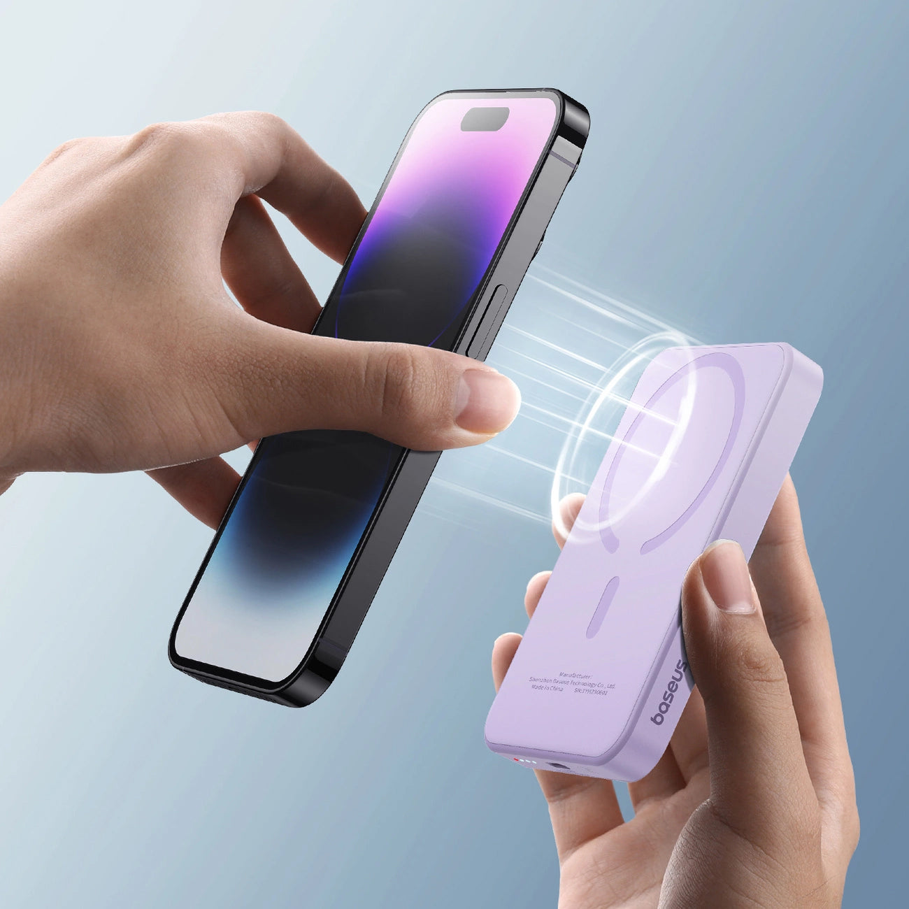 Baseus Magnetic Mini Wireless External Battery, 5000mAh, 20W, PD + FQI, 1 x QI - 1 x USB-C, Purple P10022107513