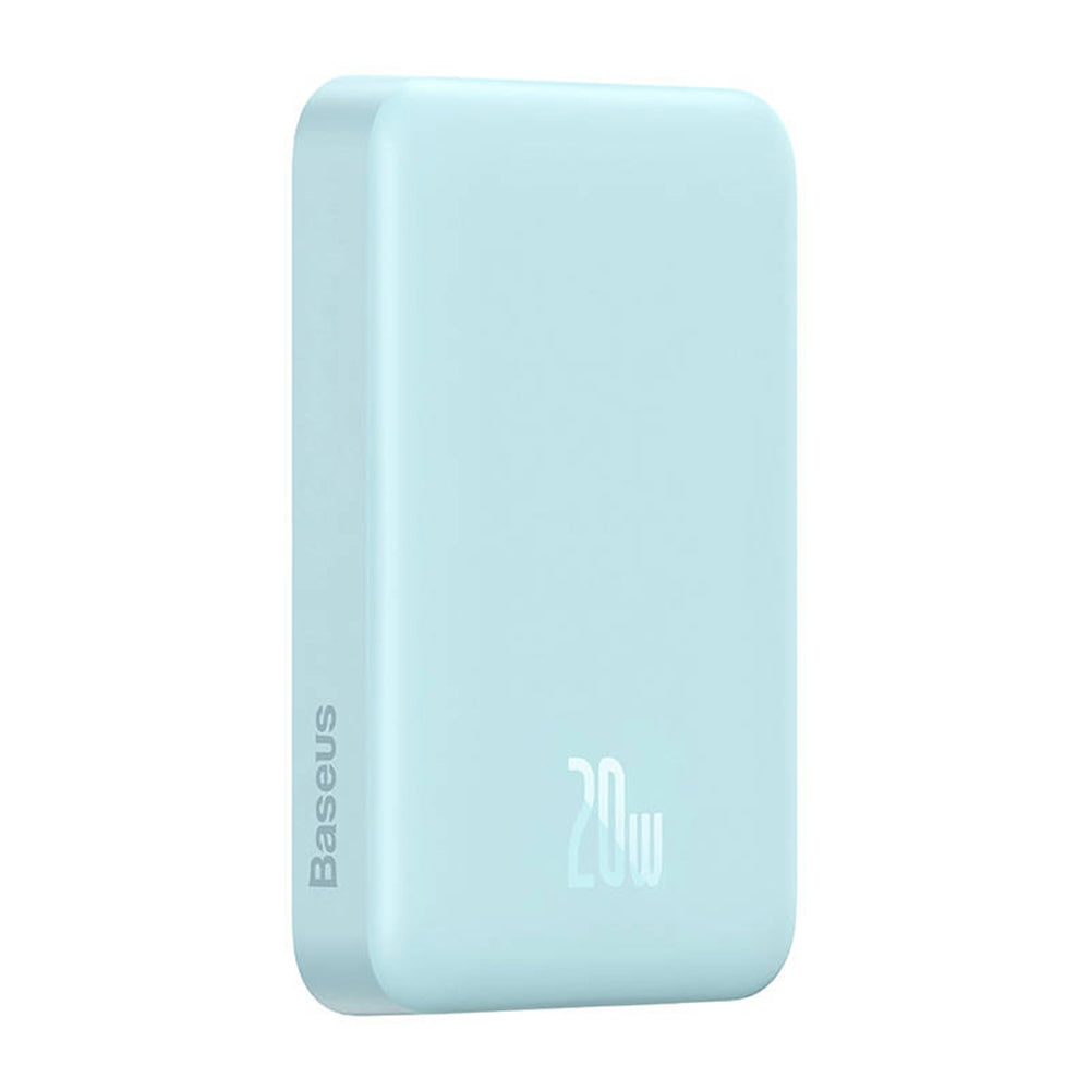 Zewnętrzna bateria bezprzewodowa Baseus Magnetic Mini, 10000mAh, 20W, PD + FQI, 1 x QI - 1 x USB-C, Niebieska PPCX110103